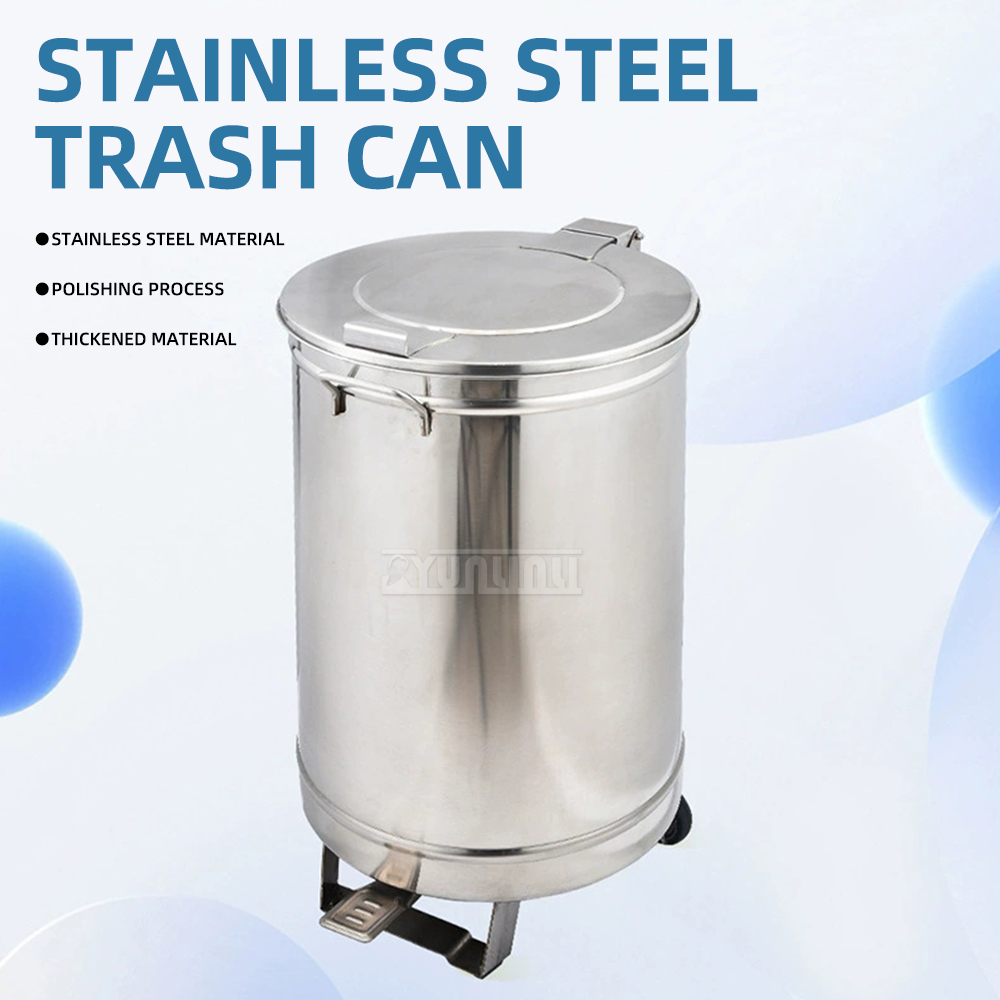 Commercial Kitchen Garbage Can - Stainless Steel Step Trash Can with