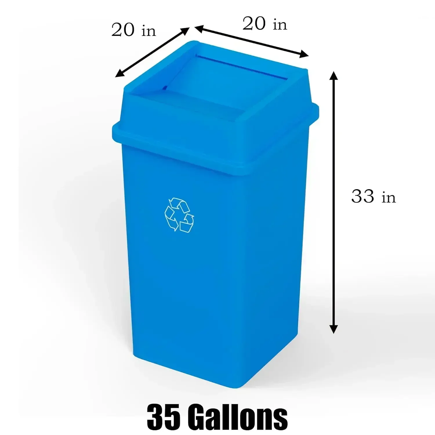 Commercial Kitchen Garbage Can - 35 Gallon Blue Square Commercial Trash