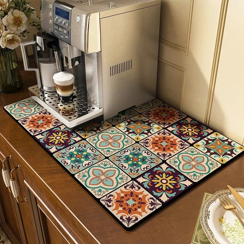 Kitchen Flooring Commercial - VIKAMA Black Marbling Super Absorbent Tableware
