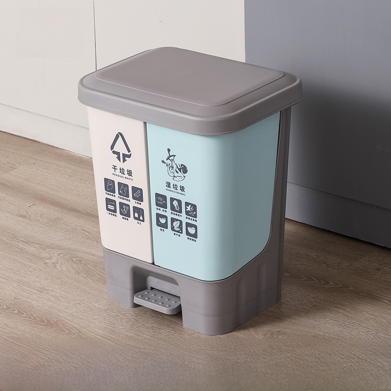 Commercial Kitchen Garbage Can - New L Double Barrel Foot Pedal