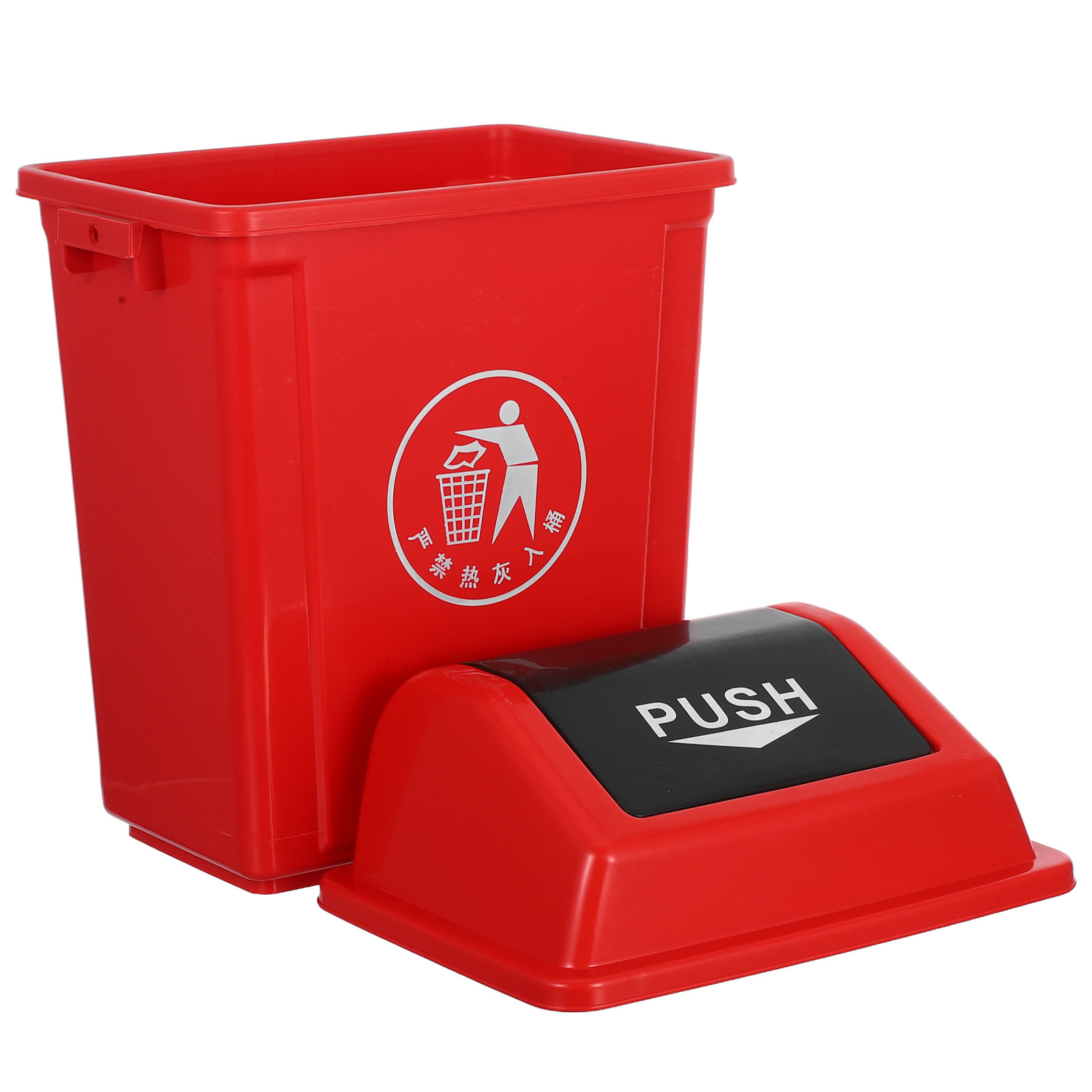 Commercial Kitchen Garbage Can - Swing Top Trash Can Red Plastic