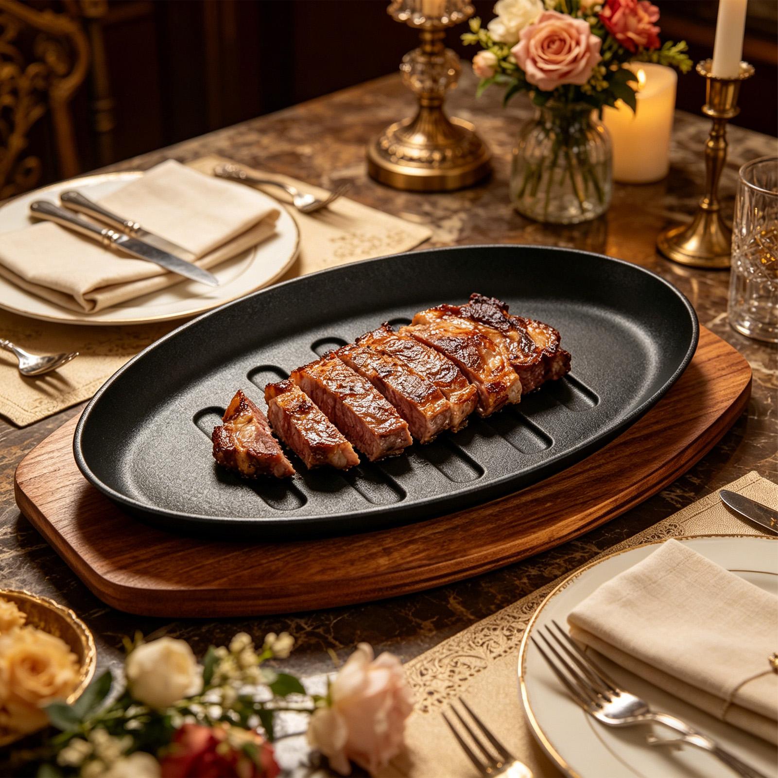 Cast Iron Oval  Shape Restaura - Teppanyaki Grill Table のレビューと価格