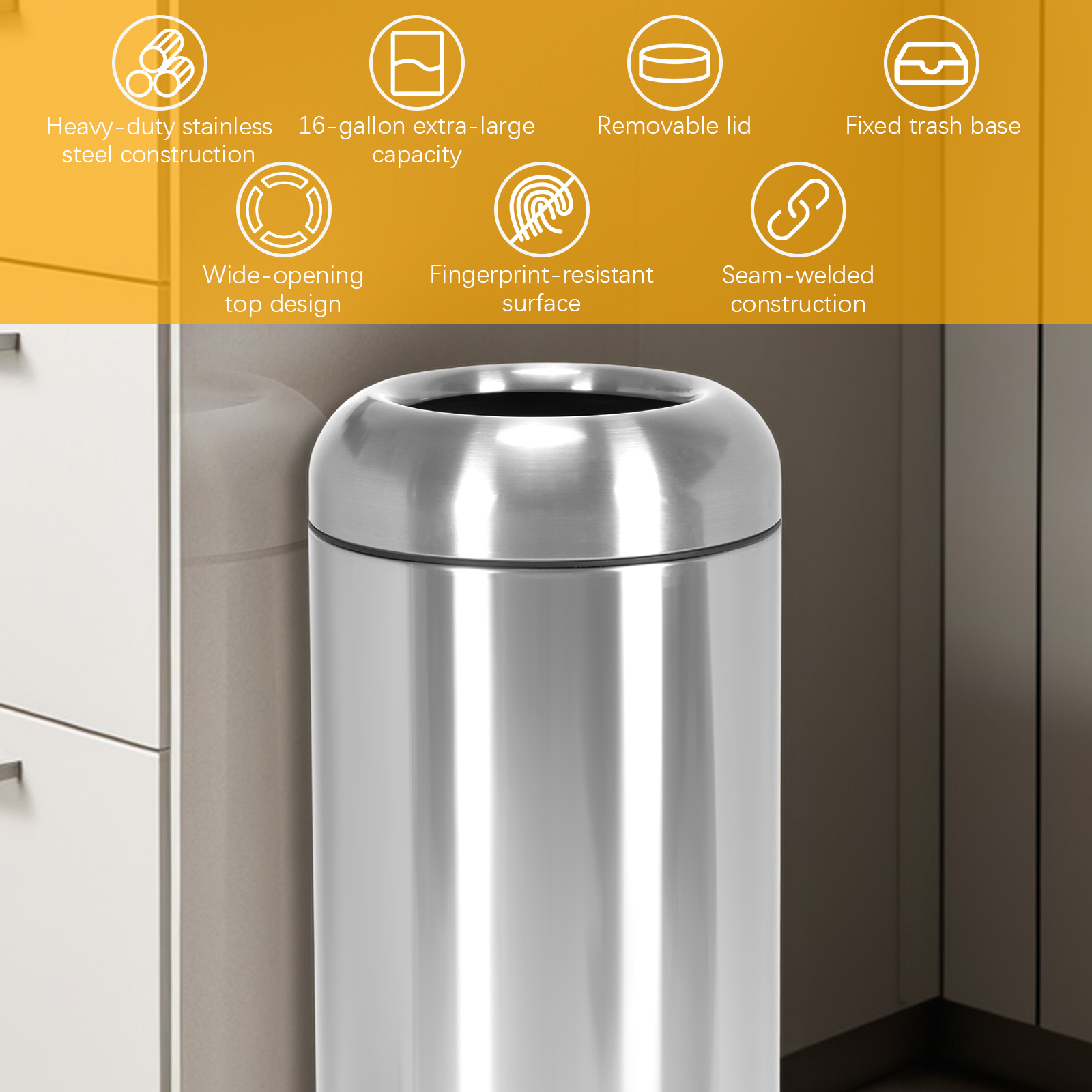 16 Gallon Commercial Big Garba - Commercial Kitchen Garbage Can のレビューと価格