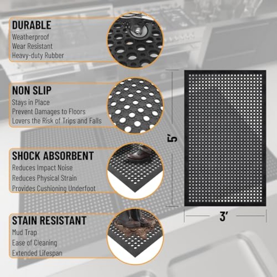 Heavy Duty Rubber Floor Non-Sl - Kitchen Flooring Commercial のレビューと価格