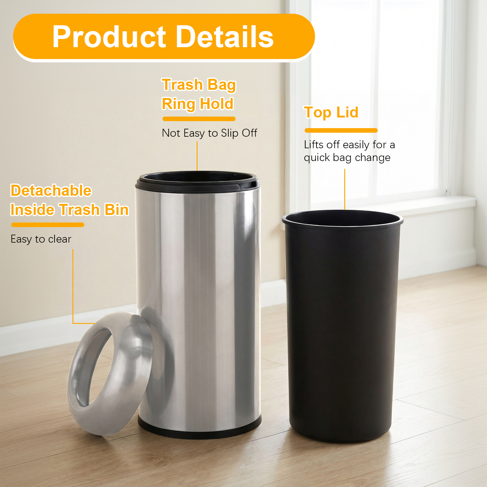 16 Gallon Open Top Tall Trash  - Commercial Kitchen Garbage Can のレビューと価格