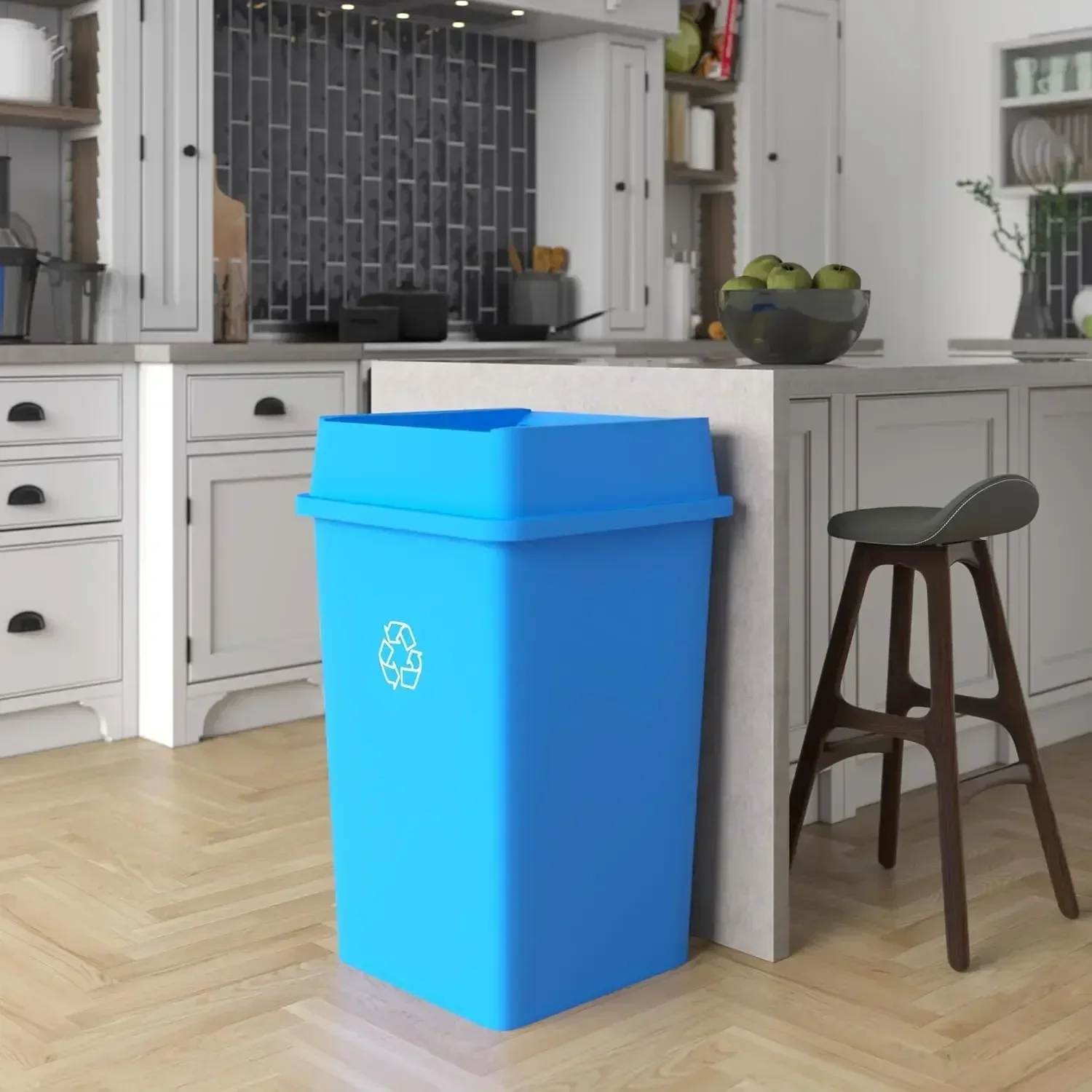 35 Gallon Blue Square Commerci - Commercial Kitchen Garbage Can のレビューと価格