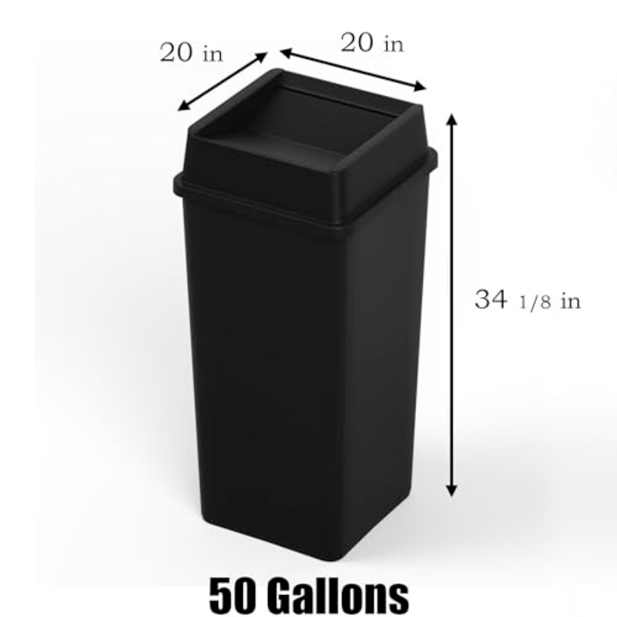 50 Gallon Black Square Commerc - Commercial Kitchen Garbage Can のレビューと価格